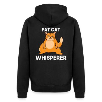 Big cat cat lover fat cats - Unisex Premium Organic Zip Hoodie - black - Back - Nico (187cm)