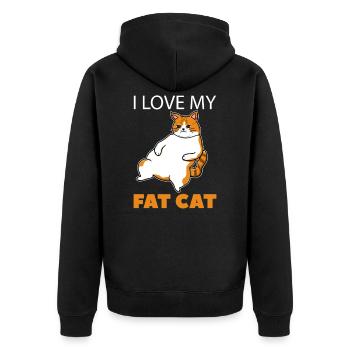 Big cat cat lover - Unisex Premium Organic Zip Hoodie - black - Back - Nico (187cm)