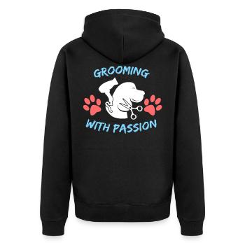 Toilettage avec un style de chien de passion - Veste à capuche bio Premium Unisexe - noir - Dos - Nico (187cm)