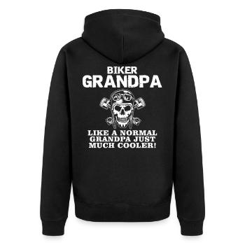 Biker Grandpa - Unisex Premium Bio Zip Hoodie - Schwarz - Hinten - Nico (187cm)