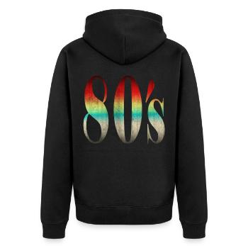 80s retro style - Unisex Premium Organic Zip Hoodie - black - Back - Nico (187cm)