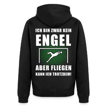 Torhüter fliegen - Unisex Premium Bio Zip Hoodie - Schwarz - Hinten - Nico (187cm)