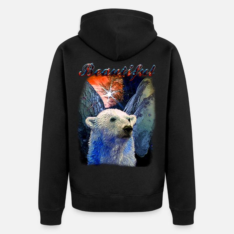 Wunderschöner Eisbär - Unisex Premium Bio Zip Hoodie - Schwarz