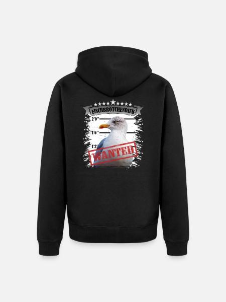 Möwe - Fischbrötchen Dieb - Unisex Premium Bio Zip Hoodie - Schwarz