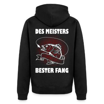 Des Meisters bester Fang Angel Spruch Hobby - Unisex Premium Bio Zip Hoodie - Schwarz - Hinten - Nico (187cm)