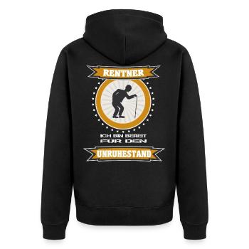Rentner Unruhestand Ruhestand Pension - Unisex Premium Bio Zip Hoodie - Schwarz - Hinten - Nico (187cm)