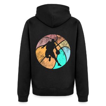 Basketball Vintage Sport Geschenk - Unisex Premium Bio Zip Hoodie - Schwarz - Hinten - Nico (187cm)