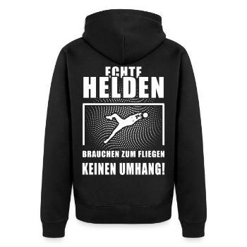 Echte Helden Tothüter Torwart cooler Spruch Sport - Unisex Premium Bio Zip Hoodie - Schwarz - Hinten - Nico (187cm)