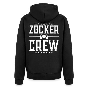 gamer crew zocker spiel - Unisex Premium Bio Zip Hoodie - Schwarz - Hinten - Nico (187cm)