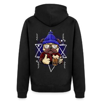 Chien avec de la bière - Veste à capuche bio Premium Unisexe - noir - Dos - Nico (187cm)