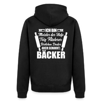 Ich bin Bäcker - Unisex Premium Bio Zip Hoodie - Schwarz - Hinten - Nico (187cm)