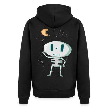 Cute skeleton with moon and stars Halloween - Unisex Premium Organic Zip Hoodie - black - Back - Nico (187cm)