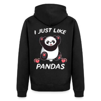 Niedlicher Panda ich liebe Pandas - Unisex Premium Bio Zip Hoodie - Schwarz - Hinten - Nico (187cm)