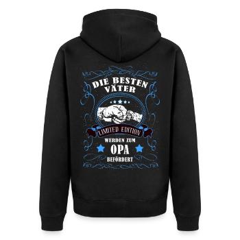 Bester Vater wird zum Opa - Unisex Premium Bio Zip Hoodie - Schwarz - Hinten - Nico (187cm)