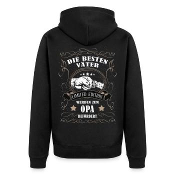 Besten Väter werden zum Opa - Unisex Premium Bio Zip Hoodie - Schwarz - Hinten - Nico (187cm)