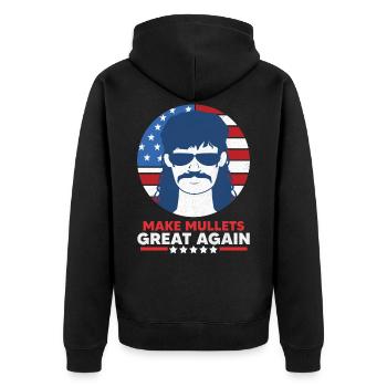 Mullet sayings - Unisex Premium Organic Zip Hoodie - black - Back - Nico (187cm)