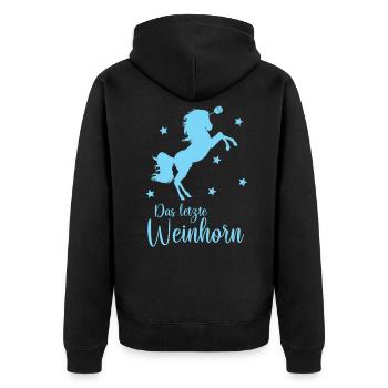 The last Weinhorn wine hen party - Unisex Premium Organic Zip Hoodie - black - Back - Nico (187cm)