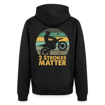 Zweitakt Motorrad Motocross - Unisex Premium Bio Zip Hoodie - Schwarz - Hinten - Nico (187cm)