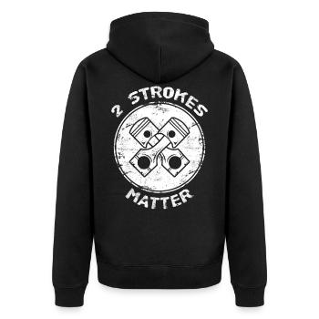 Zweitakt Motorrad Motocross - Unisex Premium Bio Zip Hoodie - Schwarz - Hinten - Nico (187cm)
