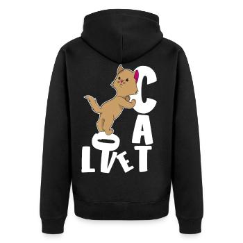 Chat mignon avec amour - Veste à capuche bio Premium Unisexe - noir - Dos - Nico (187cm)