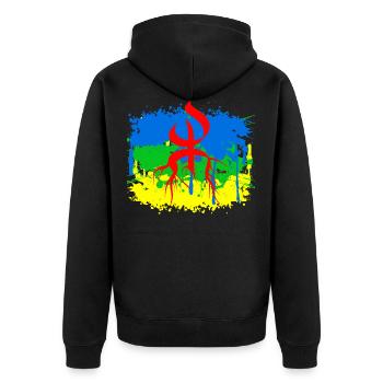 Amazigh flag - Unisex Premium Organic Zip Hoodie - black - Back - Nico (187cm)