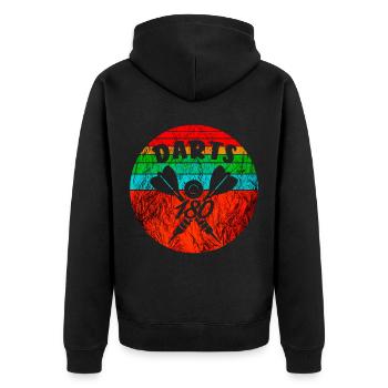 Dart Darten Dartscheibe 180 Dartpfeile - Unisex Premium Bio Zip Hoodie - Schwarz - Hinten - Nico (187cm)
