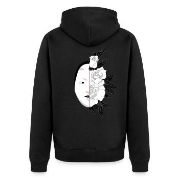 JAPAN MASK - Unisex Premium Organic Zip Hoodie - black - Back - Nico (187cm)