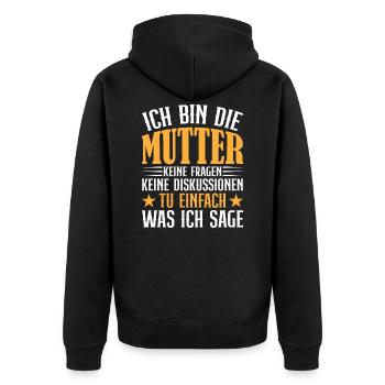 Mutter und Kind Motiv T Shirt 10 - Unisex Premium Bio Zip Hoodie - Schwarz - Hinten - Nico (187cm)