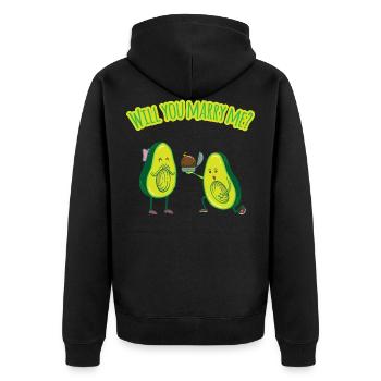 Avocado marriage proposal - marriage proposal - Unisex Premium Organic Zip Hoodie - black - Back - Nico (187cm)