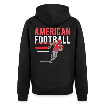 American Football - Unisex Premium Bio Zip Hoodie - Schwarz - Hinten - Nico (187cm)