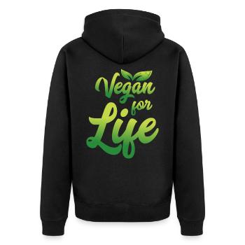 Vegan Vegan for Life - Unisex Premium Organic Zip Hoodie - black - Back - Nico (187cm)