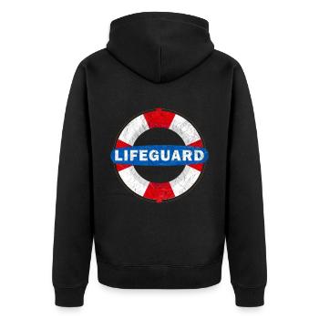 Lifeguard lifebuoy pool - Unisex Premium Organic Zip Hoodie - black - Back - Nico (187cm)