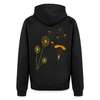 Fallschirm Paragliding Pusteblume Sport Geschenk - Unisex Premium Bio Zip Hoodie - Schwarz - Hinten - Nico (187cm)
