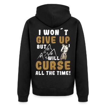 Mountainbike Fahrradfahren witziger spruch Sport - Unisex Premium Bio Zip Hoodie - Schwarz - Hinten - Nico (187cm)