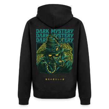 Dark mystery - Unisex Premium Organic Zip Hoodie - black - Back - Nico (187cm)