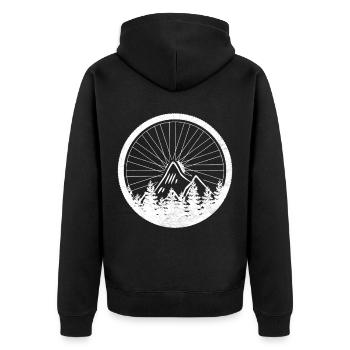 Fahrradreifen Rad Berge Bäume Natur Sport Geschenk - Unisex Premium Bio Zip Hoodie - Schwarz - Hinten - Nico (187cm)