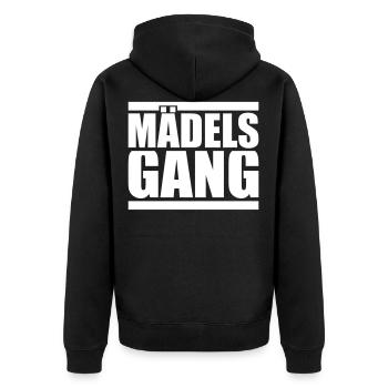 Mädels Gang - Unisex Premium Bio Zip Hoodie - Schwarz - Hinten - Nico (187cm)