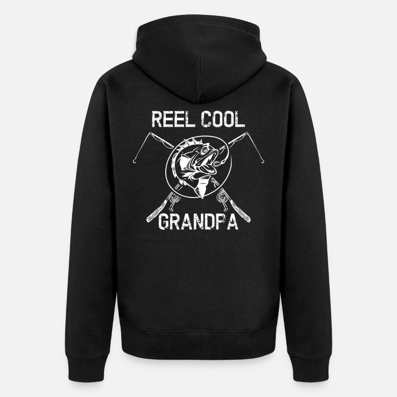 Reel Cool Opa - Unisex Premium Bio Zip Hoodie - Schwarz