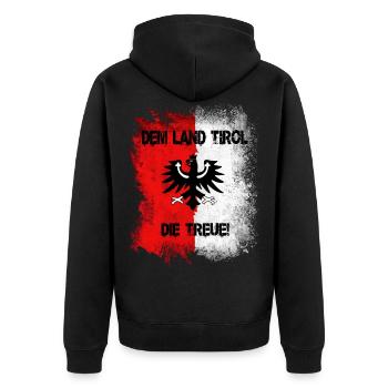 Dem Land Tirol die Treue - Unisex Premium Bio Zip Hoodie - Schwarz - Hinten - Nico (187cm)