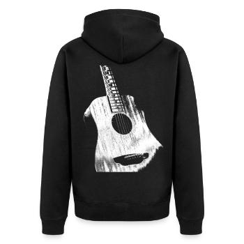 Die 🎸 Gitarre das Musikinstrument der Gitarristen - Unisex Premium Bio Zip Hoodie - Schwarz - Hinten - Nico (187cm)
