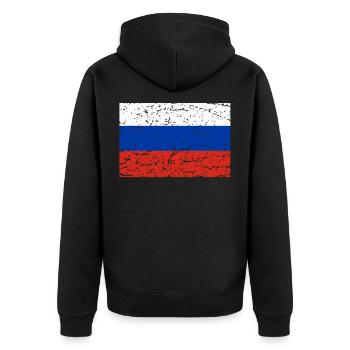 Russische Flagge Russland Moskau Geschenk Reise - Unisex Premium Bio Zip Hoodie - Schwarz - Hinten - Nico (187cm)