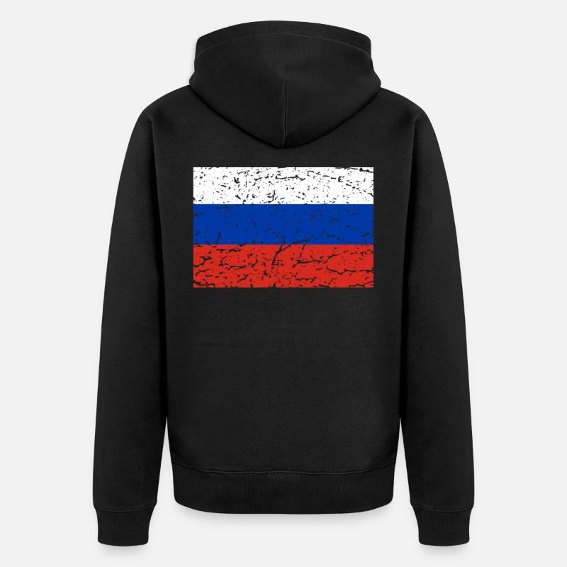 Drapeau russe russie moscou cadeau voyage - Veste à capuche bio Premium Unisexe - noir