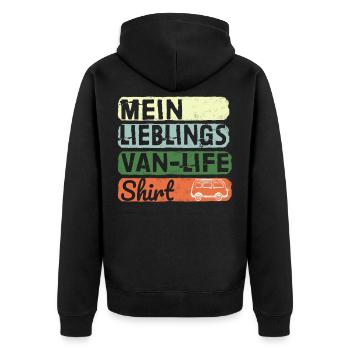 Liebling Van-Life Wohnmobil Camping Campingbus - Unisex Premium Bio Zip Hoodie - Schwarz - Hinten - Nico (187cm)