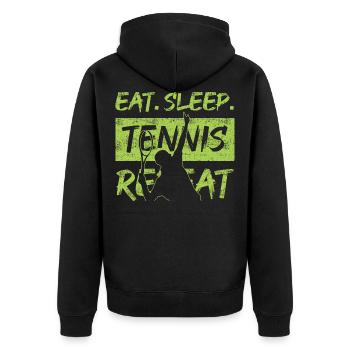 manger. dormir. répétition de tennis - Veste à capuche bio Premium Unisexe - noir - Dos - Nico (187cm)