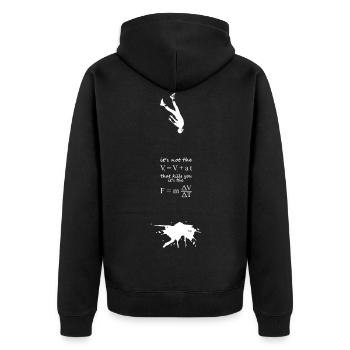 Physikalische Gleichung - Unisex Premium Bio Zip Hoodie - Schwarz - Hinten - Nico (187cm)