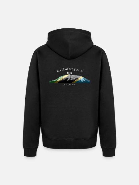 Kilimanjaro, Kilimanjaro, Africa's highest mountain - Unisex Premium Organic Zip Hoodie - black