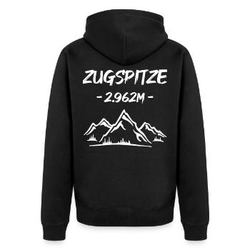 Zugspitze - 2.962m - - Unisex Premium Bio Zip Hoodie - Schwarz - Hinten - Nico (187cm)