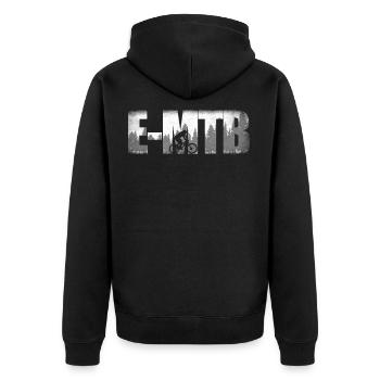 E-MTB Wald Mountainbike E-Bike E Bike - Unisex Premium Bio Zip Hoodie - Schwarz - Hinten - Nico (187cm)