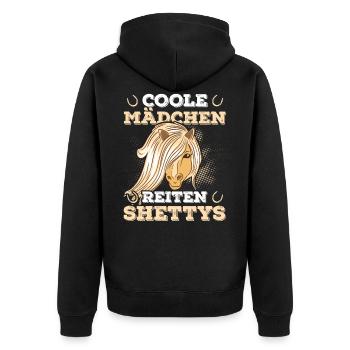 Shetlandpony Pony Shetty Reiter Pferd - Unisex Premium Bio Zip Hoodie - Schwarz - Hinten - Nico (187cm)
