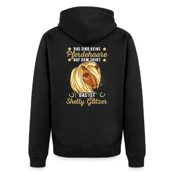Shetlandpony Pony Shetty Reiter Pferd - Unisex Premium Bio Zip Hoodie - Schwarz - Hinten - Nico (187cm)